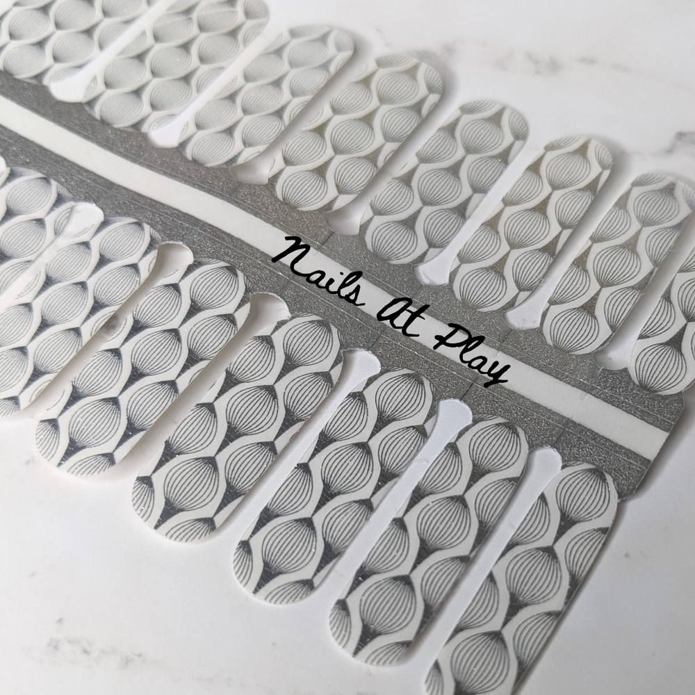 5 for $20 Nail Wraps- Silver Art Deco Bubbles (transparent) - Picture 1 of 8